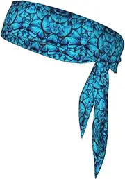[DEXNEL] Many Blue Butterfly Headbands Tie Running Athletic Sports Sweat Basketball Sweatband Adjustable
