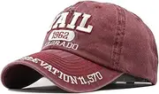 [YULOONG] Vintage Baseball Cap Embroidery Vail Washed Denim Trucker Cap 100% Cotton Sun Hat for Men Women Adjustable Size