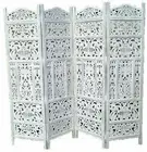 ANTIQUE FURNITURE INDIAN HANDCRAFT WOODEN PARTITION SCREEN ROOM DIVIDER 4 PANELS