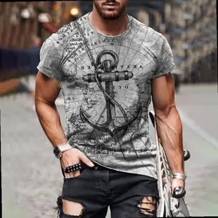 Mens summer new printed short-sleeved T-shirt 2021男士