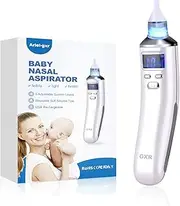 Baby Nasal Aspirator, Ariel-gxr Electric Nose Cleaner with USB Charging LCD Screen, 5 Adjustable Suction Levels 2 Silicone Tip Sizes Hygienic Reusable Snot Sucker for Newborn & Toddler