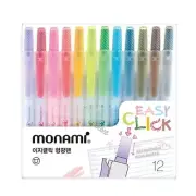Monami Easy Click Highliter 12 Color Set Oil-based Marker