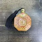 Vtg Mini Glass Refillable Perfume Bottle With Black Tassel