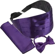 [VALICLUD] Men's Decorative Bow Tie Pocket Square Cummerbund Set for Formal Attire Celebrations