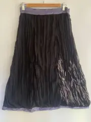 GABRIELLA FRATTINI Ladies 8 (Small) Skirt, BNWT Black/Purple Crinkle Silk Blend