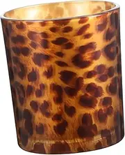 [ULDIGI] Leopard Print Glass Candle Holder Crafted Candlestick for Office Living Space