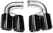 Quad Car Exhaust Tip Compatible For 2011-2014 Porsche Cayenne 958 304 Stainless Steel Muffler Tip Nozzle Tailtip Exhaust System Tuning Ti(Black Short)