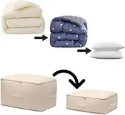 Migugaga compression storage bags ultra space saving self compression organizer compression storage bags for quilts 2024 New Clothes Storage Bags for Travel (Beige, XL)