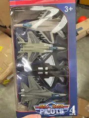 4 Pack Pull Back Pilots Toy Airplanes