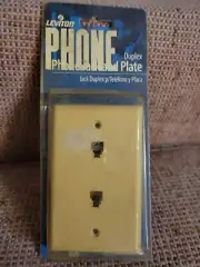 Leviton Phone Duplex Flush Mount Wall Plate Ivory, 831-C0254-I, New Old Stock
