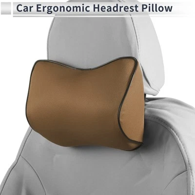 Car Headrest Pillow Polyester, Memory Foam Khaki 2 Pcs for Driving Travel