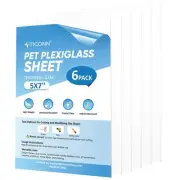 PET Plexiglass Sheets, 6 Pack Clear Plastic Sheet, Easy to Cut Thin Flexible ...