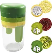 3 in 1 Handheld Spiralizer Vegetable Slicer, Manual Vegetable Grater, Zucchini Spiral Slicer, Veggie Spiral Slicer for Potatoes Cucumbers Salad Carrot Fruit Cucumber Zucchini Onion Noodle Maker (1)