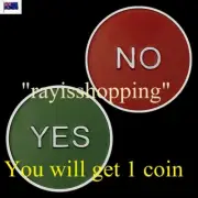 1 x SILVER METAL YES NO Decision Coin, Green Red Question Answer Fun Kids Adults