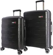 [Coronel Tapiocca] Coronel Tapioca Suitcase Set – Set of Polypropylene Travel Suitcases – Travel Suitcases – Cabin Suitcase 55 x 40 x 20 and Medium Suitcase 4 Wheels Medium Travel Suitcases Cabin, Black/White, 64x45x25,