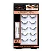 Iconic 3D- Faux mink lash set of 5 with adhesive- Natural Wispies