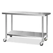Cefito 1524x610mm Stainless Steel Kitchen Bench with Wheels 304