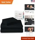 Black Cotton RV King Sheet Set - Temp Regulating 400 Thread Count Sateen