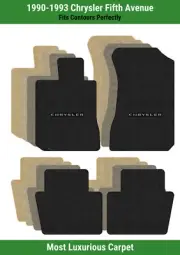 Lloyd Luxe Front & Rear Mats for '90-93 Fifth Avenue w/Silver on Black Chrysler