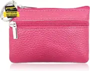 Women'S Leather Small Coin Purse Pouch with Keychain Zipper, Mini Card Holder Ca