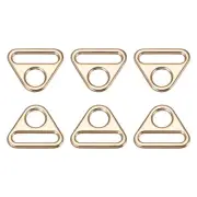 0.98" Adjuster Triangle with Bar Swivel Clip D Dee Ring Buckle, 6Pcs Gold