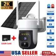 2K 360 Solar Battery Powered Wireless WiFi Outdoor Pan/Tilt Home Security Camera