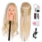 Mannequin Head, 24 Inch 70% Real Human Hair Styling Training Head Manikin