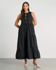 [Jag] Jag Women's Sleeveless Tie Maxi Dress In Black Size 12 12 Black
