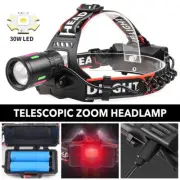 Zoomable LED Headlamp Rechargeable Headlight Light Head Torch Lamp Flashlight AU