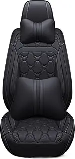 PU Leather Car Universal Seat Cover Compatible with Hummer H2 H3 Auto Parts Customization(Black Luxury)