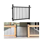 36"x45" Aluminum Gate with Self-Closing Hinges, DIY Adjustable Width Black Po...