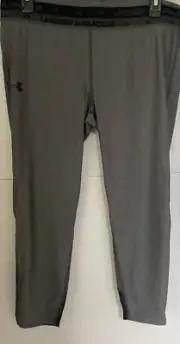 UNDER ARMOUR youth girls fitted capri athletic leggings gray black XL