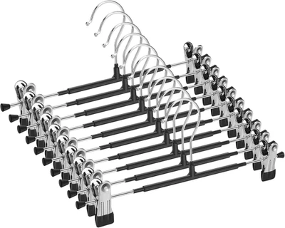10 Pack Pants Hangers with Clips,Skirt Hangers Space Saving, Heavy-Duty Pant Han