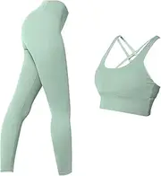 [Holibanna] Yoga Suit Tank Top Deportivas Para Mujer Women Tank Tops Workout Leggings Tankinis Women Yoga Outfits Ladies Suits Yoga Activewear Nylon Sky-blue
