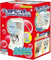 Keenwo Gacha Lite Half-Sized Japan Style Vending Machine with 16pcs Capsules, White Gashapon Gumball Toy Plastic Mini Machine for All Ages, Ideal Party Souvenir Christmas Easter Birthday Gifts