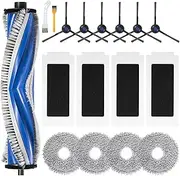17 Pack Replacement Parts for Ecovacs Deebot T30 Omni T30 PRO MAX Omni Vacuum Cleaner,1 Main Brush,4 HEPA Filters,4 Mop Pads,6 Side Brushes,1 Cleaning Brush,1 Cleaning Knife