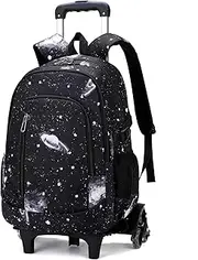 [Tanou] Backpack with Wheels for Boys, Removable, Starry Sky School Backpack Boys with 6 Wheels, Primary School Bag, Trolley for Grades 1-5 for School Trips