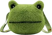 [RARITYUS] Cute Frog Crossbody Shoulder Bag Coin Purse Plush Mini Cartoon Satchel Handbags for Kids Girls Boys Women, C Green, One Size, Unique,crossbody