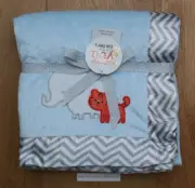 Carter's Just One You Baby Boy Blanket~Blue, White, Gray & Orange~Elephant~Tiger
