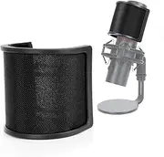 SUNMON Pop Filter, Mic Pop Screen with Metal Mesh, Compatible with HyperX QuadCast2, for Studio, YouTube Videos, Streaming, Podcast (Black)