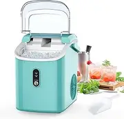 ADVWIN 15KG Nugget Ice Maker Countertop, Chewable Pellet Ice Machine with Portable Handle, Self-Cleaning Function, Green
