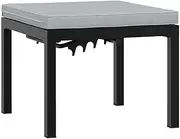 vidaXL Garden Stool with Cushion - Black Powder-Coated Steel Outdoor Furniture for Patio, Yard, Garden - Adjustable Seat Panel - Removable/Washable Cushion Cover - 55x55x39.5 cm