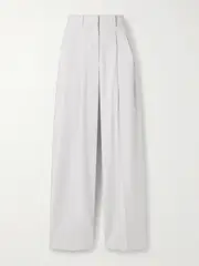 [Theory] Theory - Pleated Crepe Wide-leg Pants - Light gray - US4 US 4 Gray