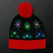 Light Up Black Red Pompom Beanie Hat
