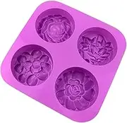 TEHAUX Silicone Mold Biscuit Molds DIY Chocolate Molds Gummy Molds Cookie Molds for Baking Soap Molds Maple Leaves Molds Candle Molds Floral Cookies Molds Purple