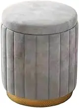 Vanity Stool, Storage Soft Sitting Small Stool for Living Room Bedroom Balcony Makeup Store(Gray)