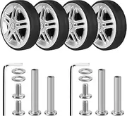 Volein 4 Pcs Suitcase Replacement Double Wheels, Wear Resistant Luggage Wheels Replacement with Bearings Spare Casters Kit for Worn Suitcase Tyres, 4 Pcs, V12-50mm