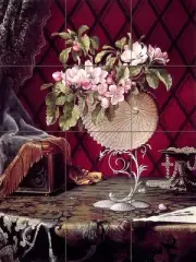 Still Life with Apple Blossoms Tile Mural Kitchen Wall Backsplash Marble Ceramic