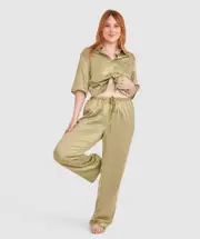 Aisha Long Pant - Khaki Geometric