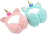 [TOVINANNA] 2Pcs Unicorn Plush Earmuffs for Soft Warm Ear Warmers Cute Headband Style for Winter Outdoor Activities Fashionable Versatile Design Random Color